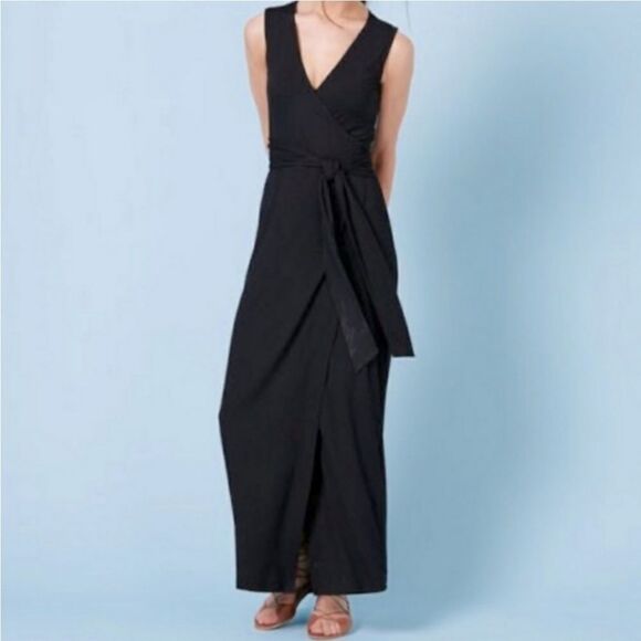Boden Black Maxi Wrap Dress Sz 4 - Picture 1 of 8